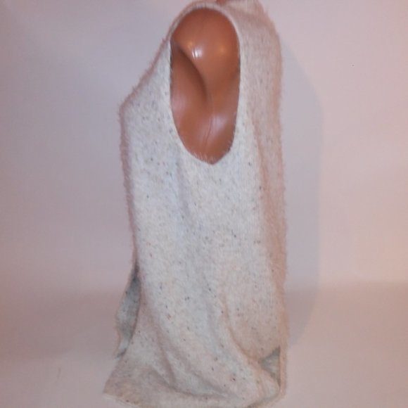 CJ Banks Cardigan Sweater Vest X 14 W Fuzzy Cream Colorful Speckles Sleeveless P - Picture 6 of 10